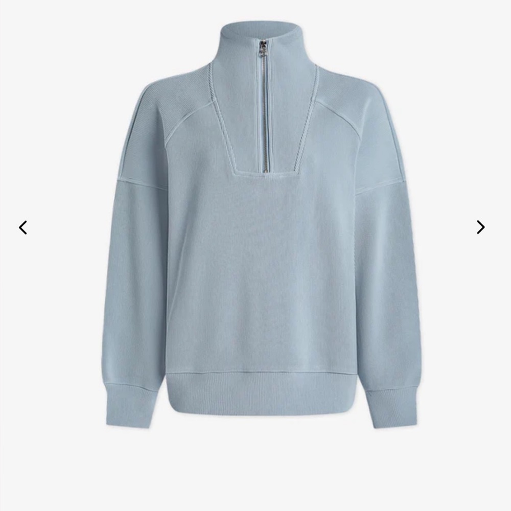 Varley Rhea Half-zip sweat sweatshirt pullover, Ashley blue rib, x small